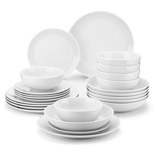 Latitude Run Krystale Porcelain China Dinnerware Set of 24 & Reviews